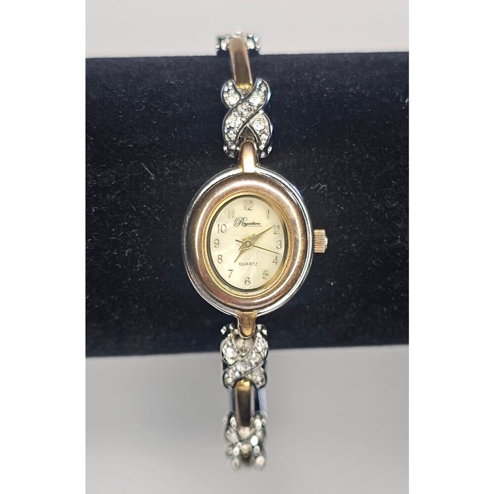 Vintage ROYALTON Rhinestone Gold Silver Women's WATCH New Gift As Is Rare NOS - Picture 8 of 10
